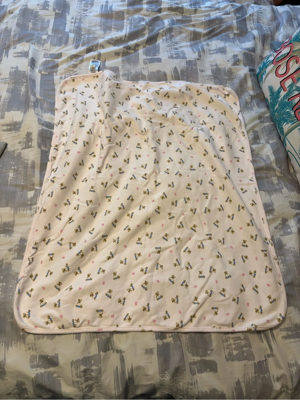 Soft Pink Bear Floral Baby Blanket